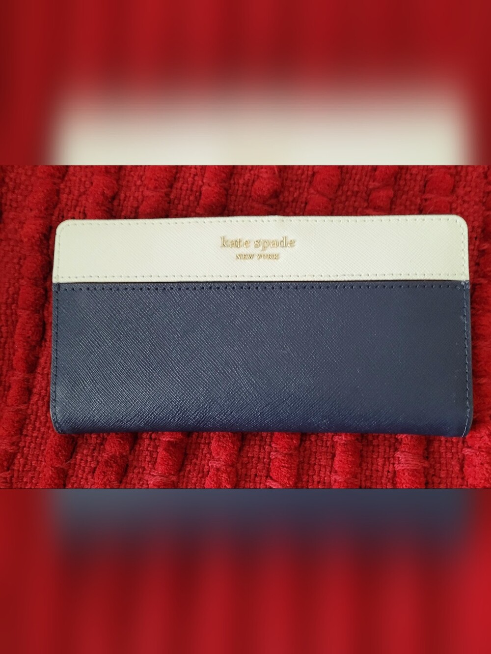 Kate Spade Two-Tone Saffiano Leather Wallet - Navy & White
